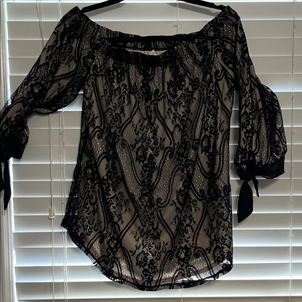 Elegant Black Lace Off-Shoulder Top
